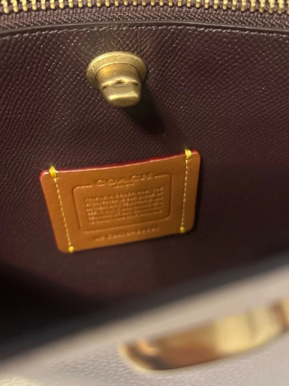 Coach Pebbled Leather Satchel in Chalk and Tan Trim